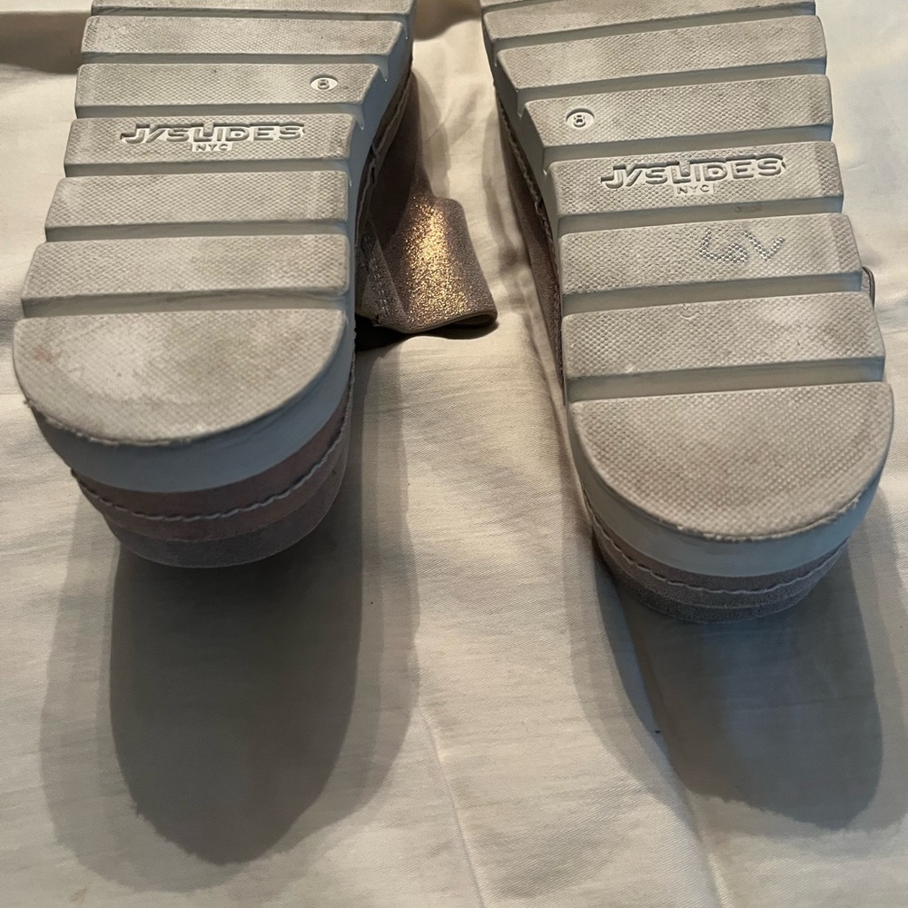 J/SLIDES Women's Silver Buckle Sandals - Picture 5 of 8